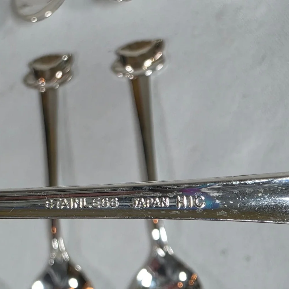 Vintage HIC Japan Stainless Teacup Demitasse Spoons Set of 10 Whimsical